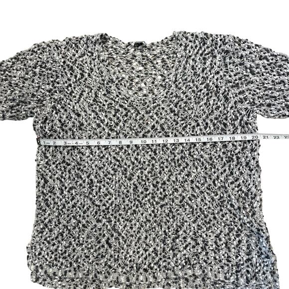 J. JILL Black & White Loose Open Knit Crochet Sweater Womens size XL 100% Cotton - Picture 5 of 9